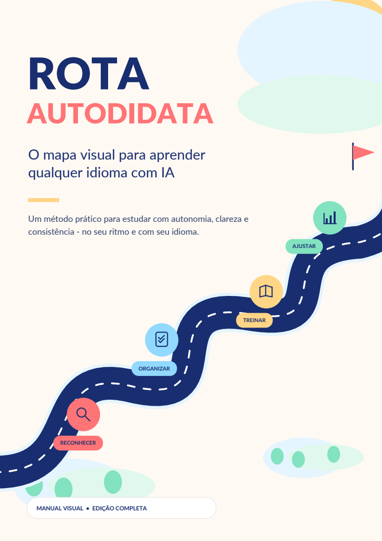 Capa do ROTA Autodidata: o mapa visual para aprender qualquer idioma com IA